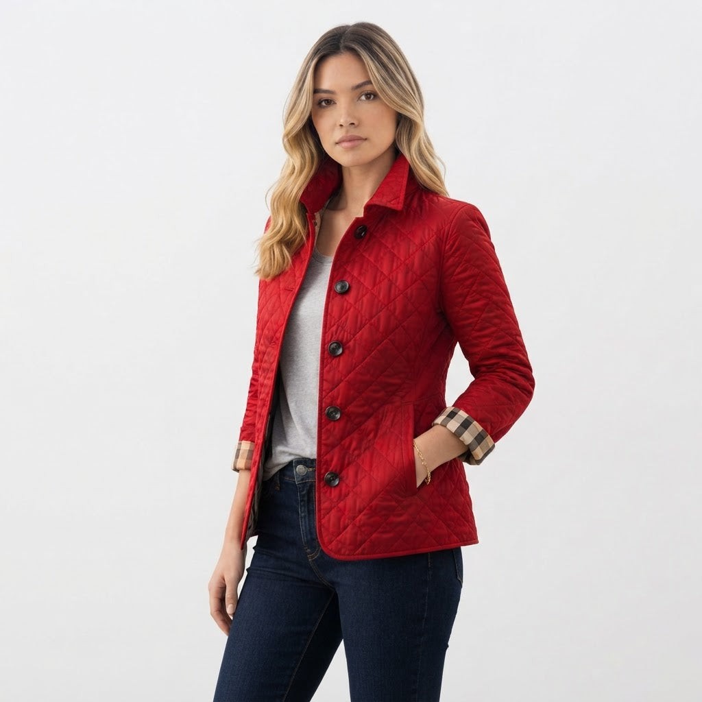 Diamond Quilted Jacket Slim Fit Button Front