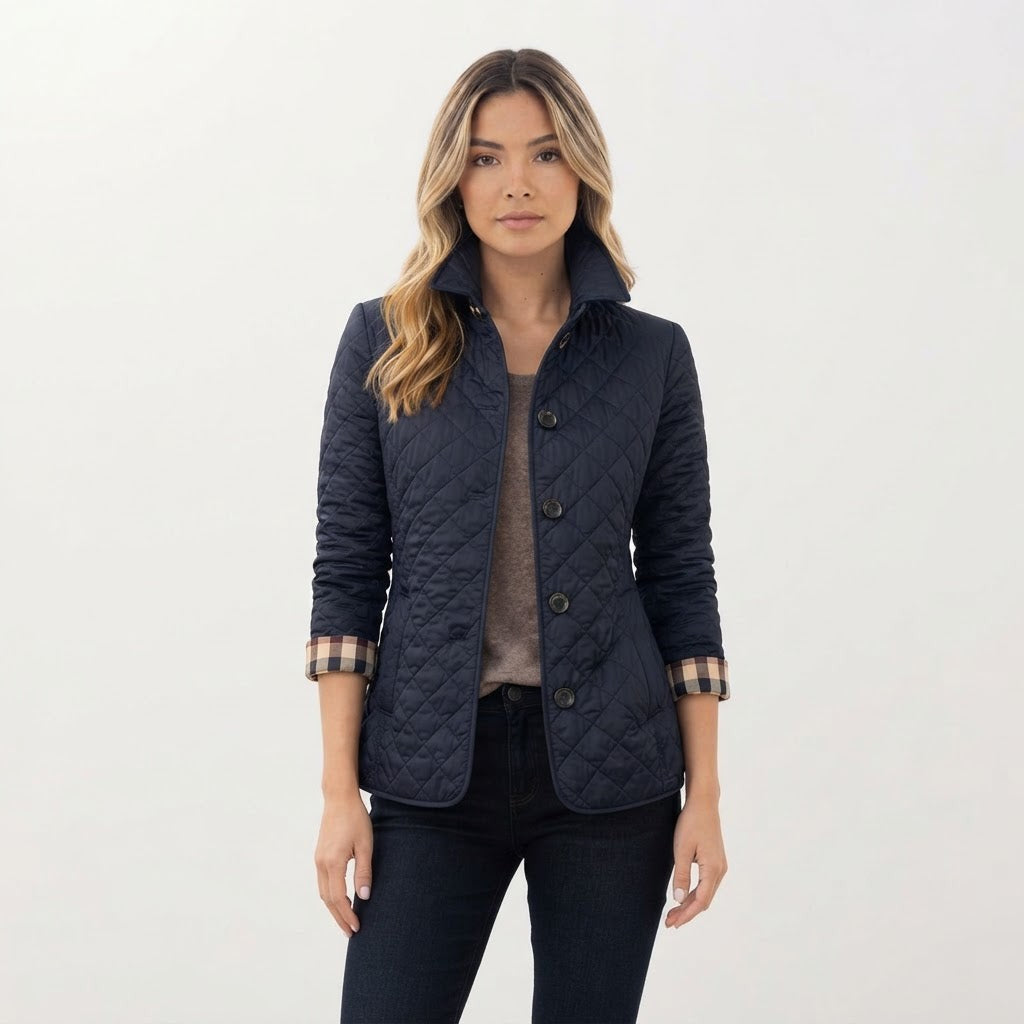 Diamond Quilted Jacket Slim Fit Button Front