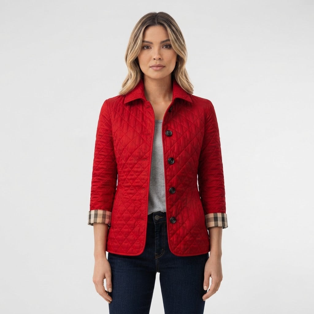Diamond Quilted Jacket Slim Fit Button Front