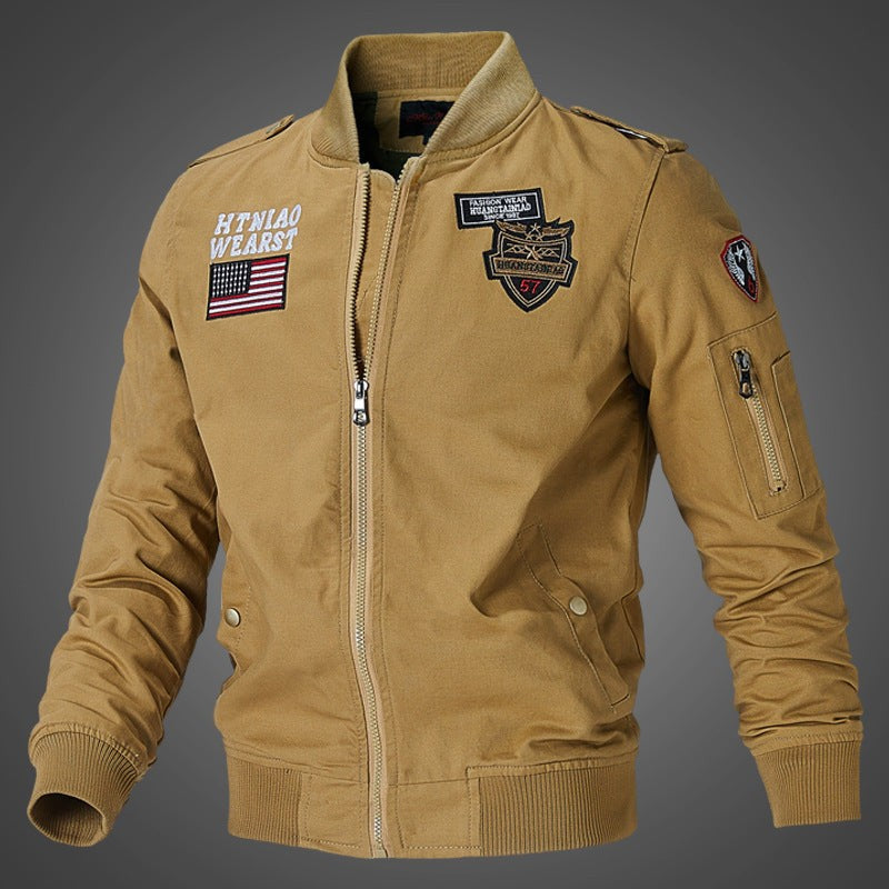 Bomber militaire détail badge col montant