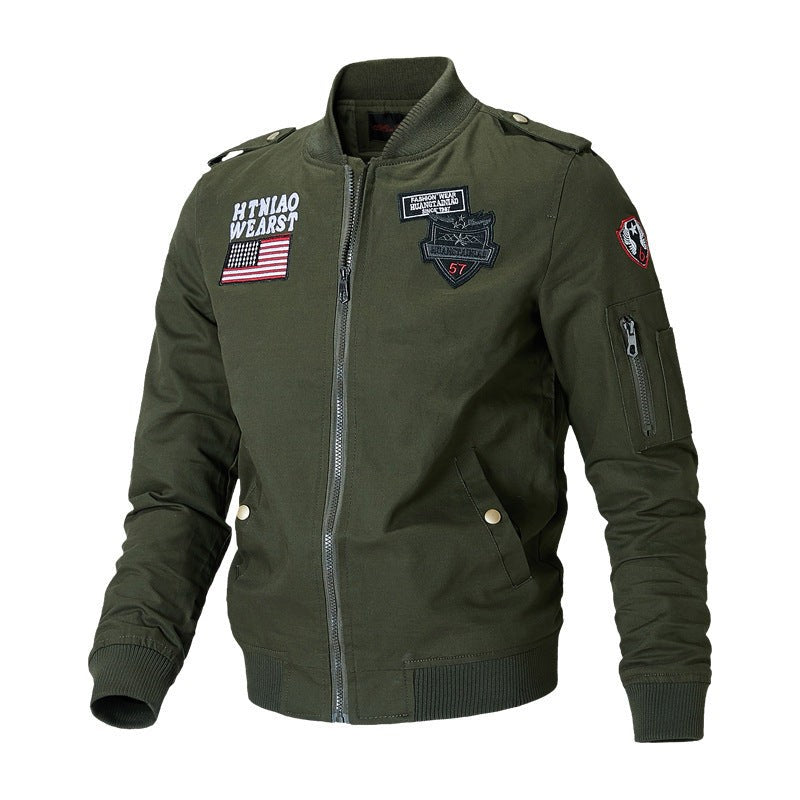 Bomber militaire détail badge col montant