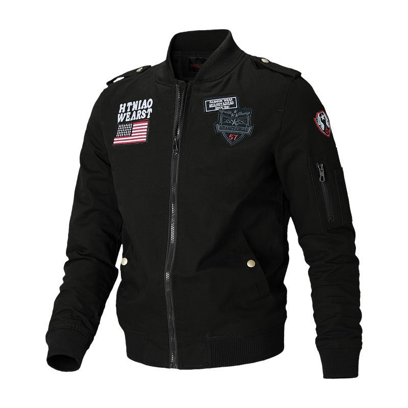 Bomber militaire détail badge col montant