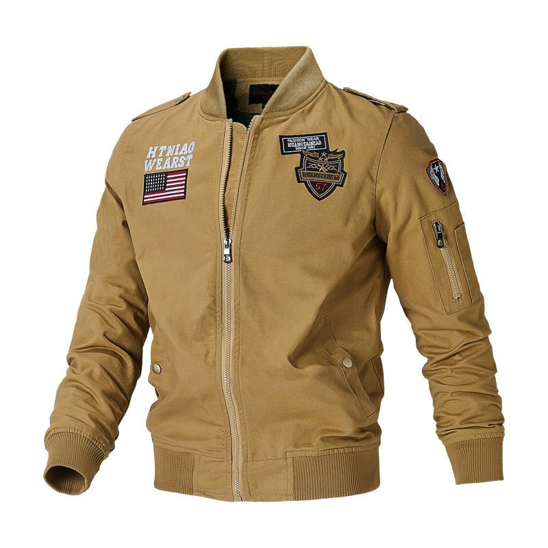 Bomber militaire détail badge col montant