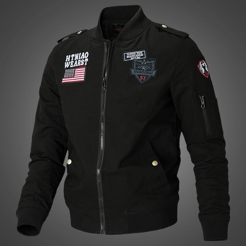 Bomber militaire détail badge col montant