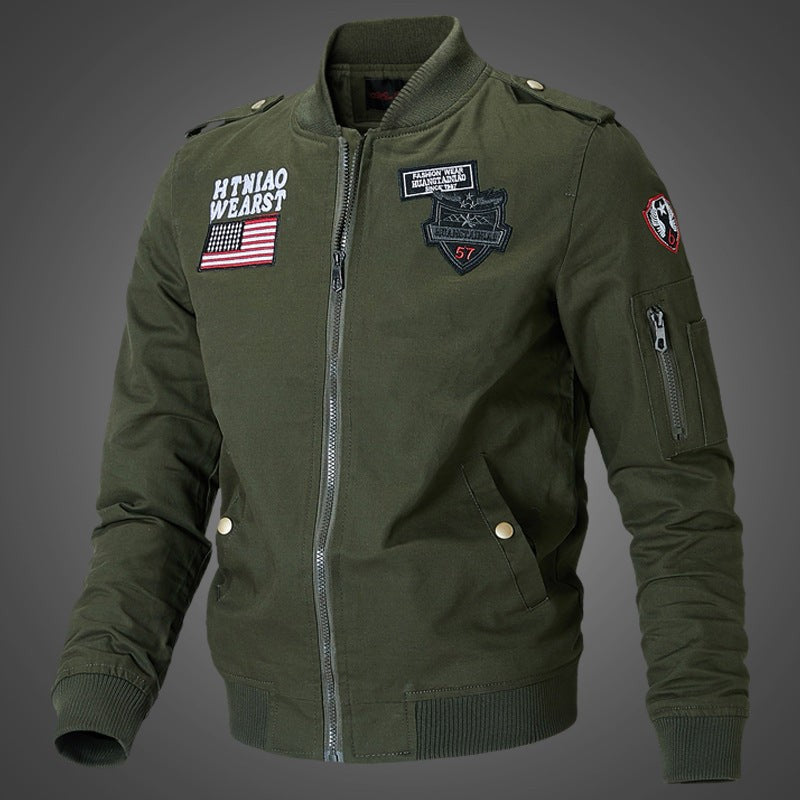 Bomber militaire détail badge col montant