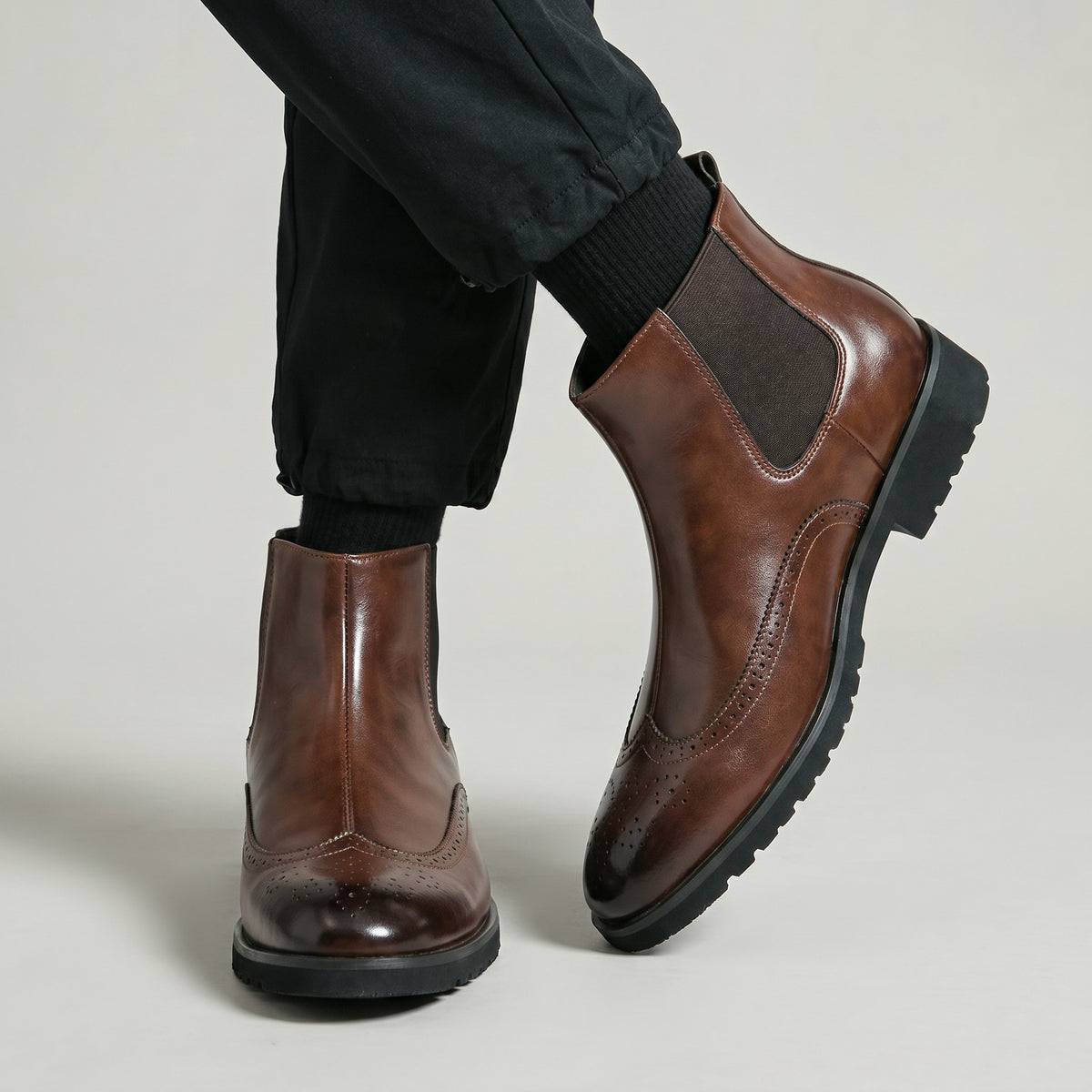 Wingtip Brogue Chelsea Boots Elasticated Side