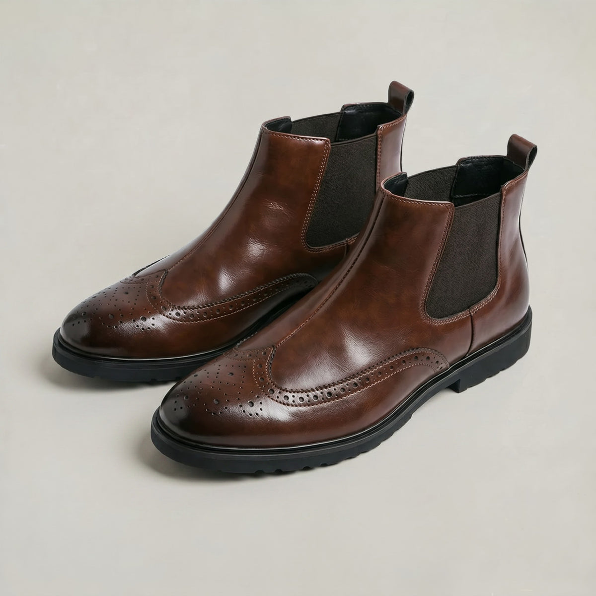 Wingtip Brogue Chelsea Boots Elasticated Side