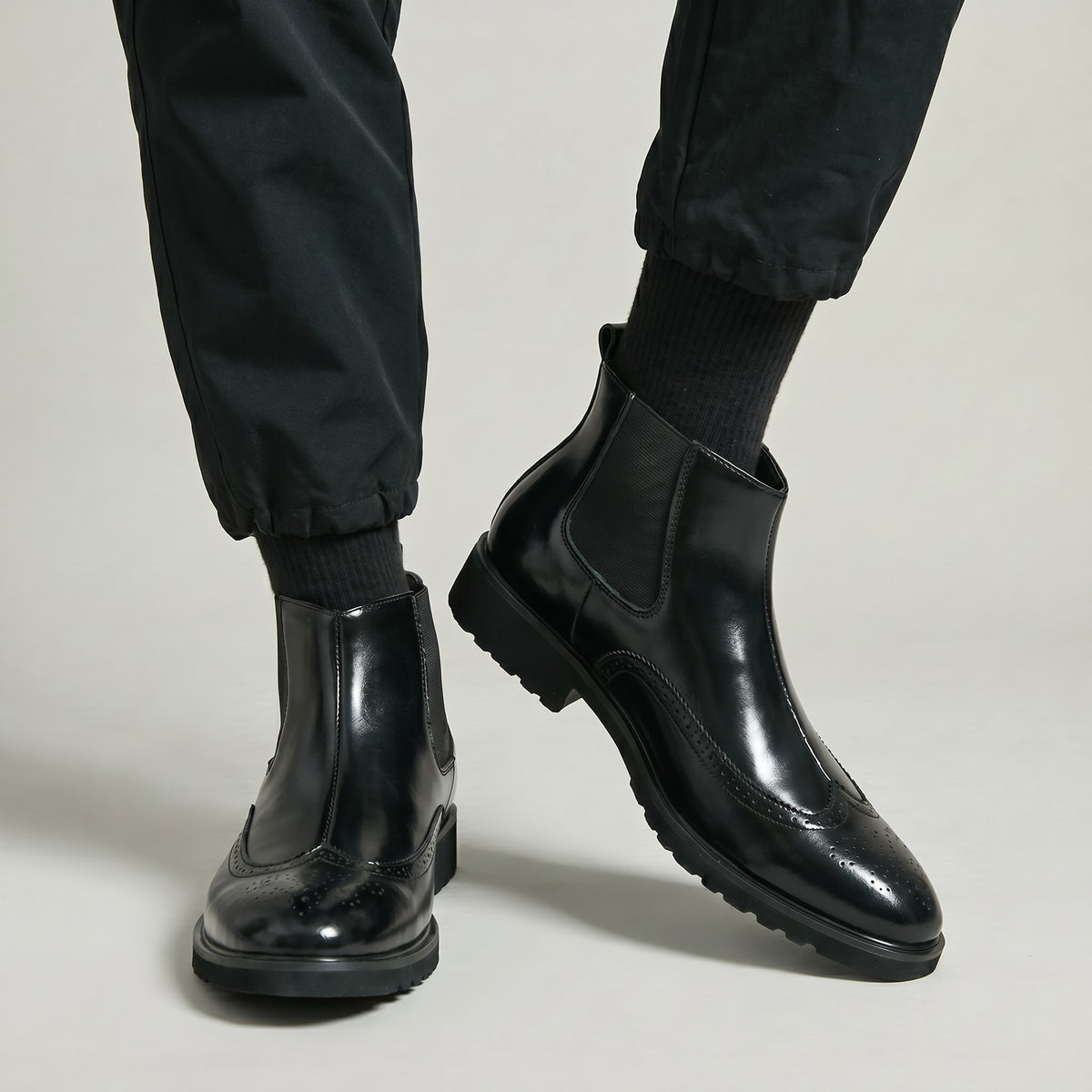 Wingtip Brogue Chelsea Boots Elasticated Side