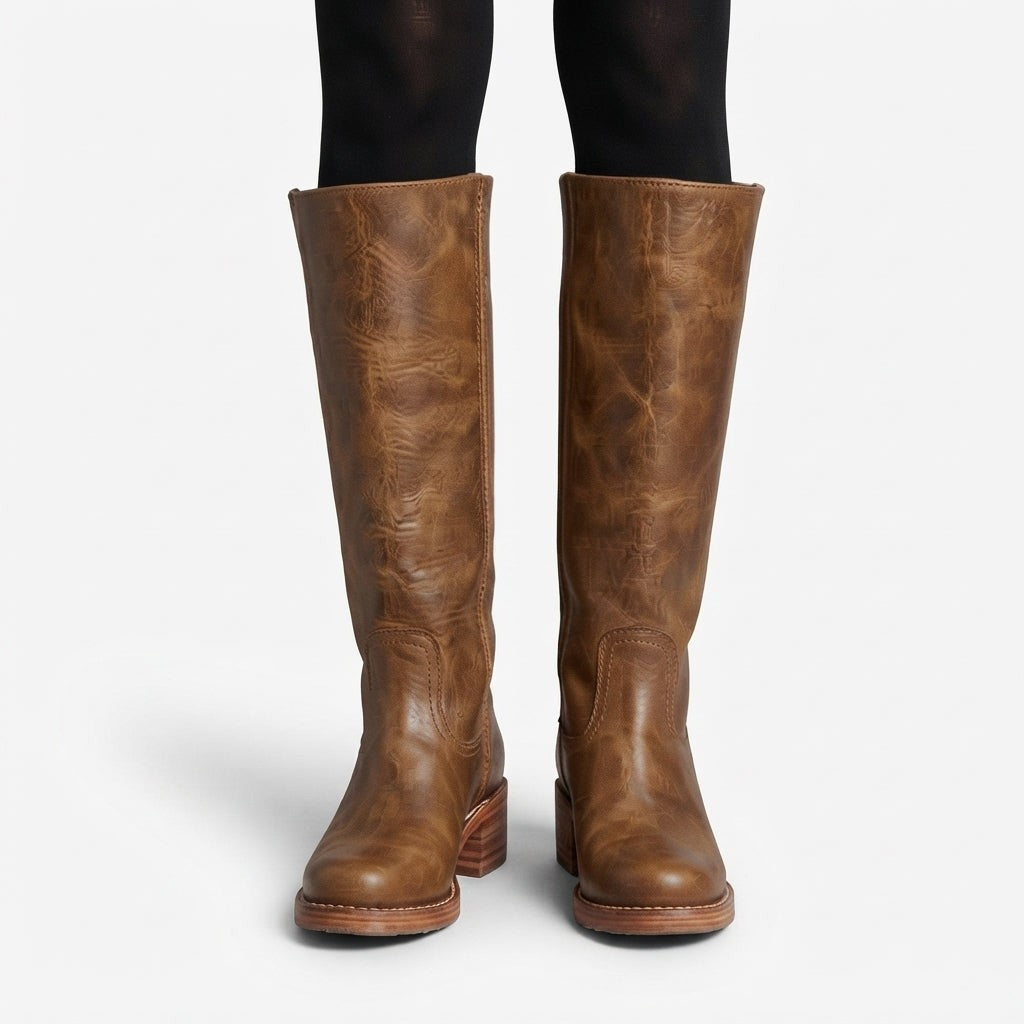 Block Heel Knee High Boots