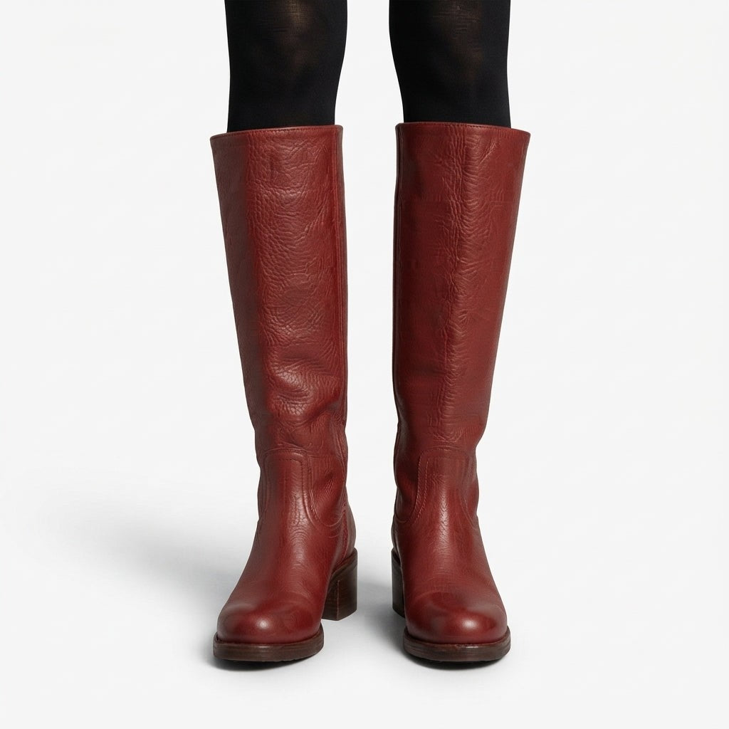 Block Heel Knee High Boots