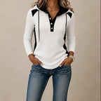 Top Hoodie Henley con botones delanteros y manga larga