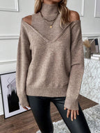Sweater de cuello alto con hombros descubiertos y corte Oversized