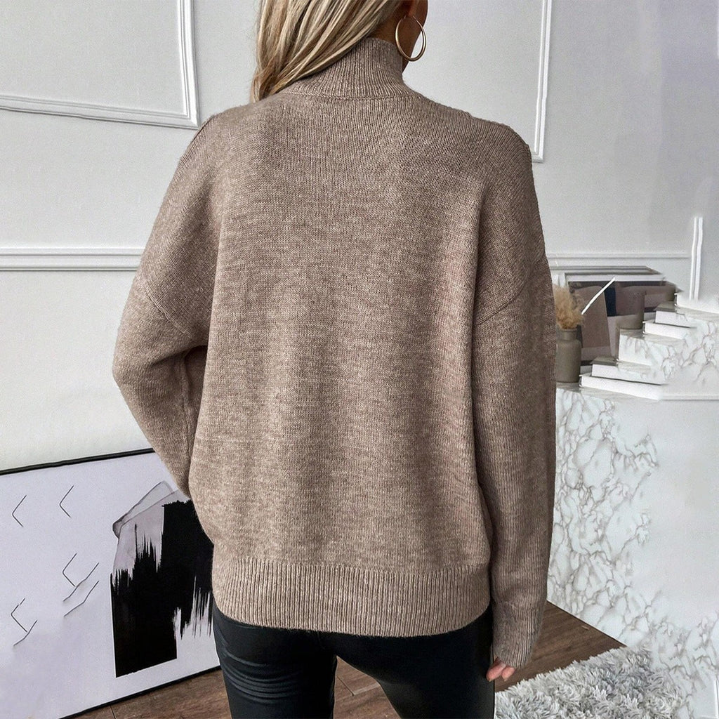 Sweater de cuello alto con hombros descubiertos y corte Oversized