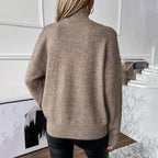Sweater de cuello alto con hombros descubiertos y corte Oversized