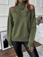 Sweater de cuello alto con hombros descubiertos y corte Oversized