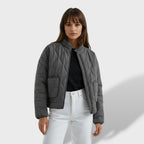 Quilted Bomber Jacket Front Zip