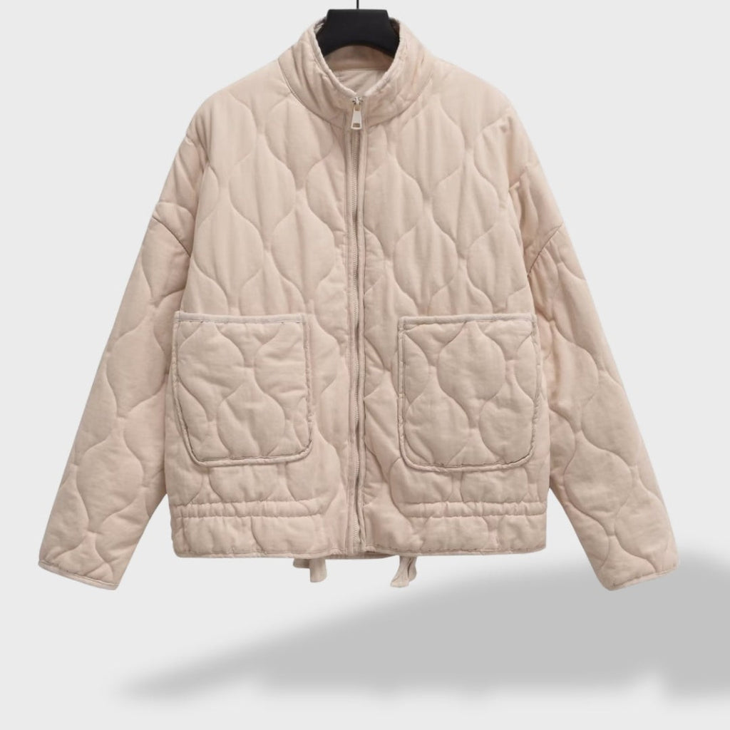 Quilted Bomber Jacket Front Zip