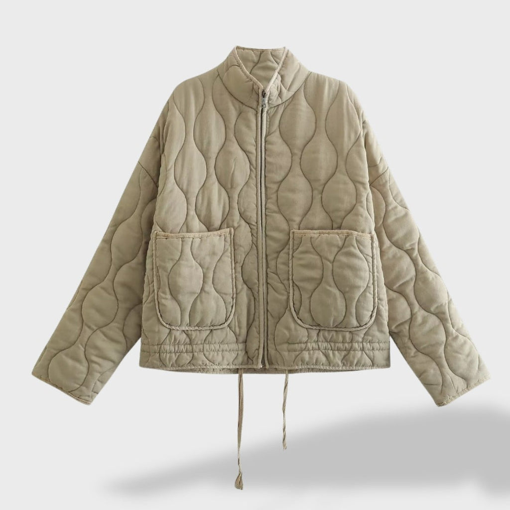 Quilted Bomber Jacket Front Zip