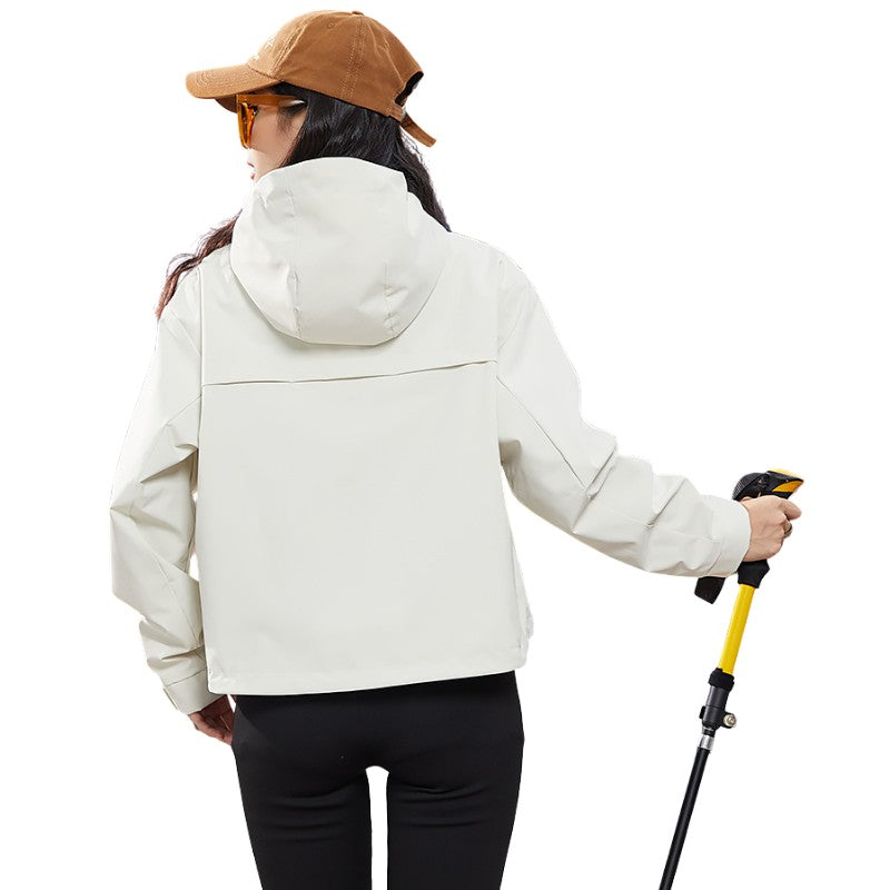 Veste coupe-vent de randonnée à capuche Cropped