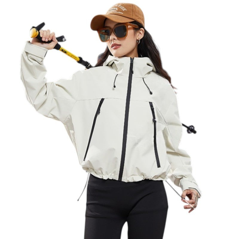 Veste coupe-vent de randonnée à capuche Cropped