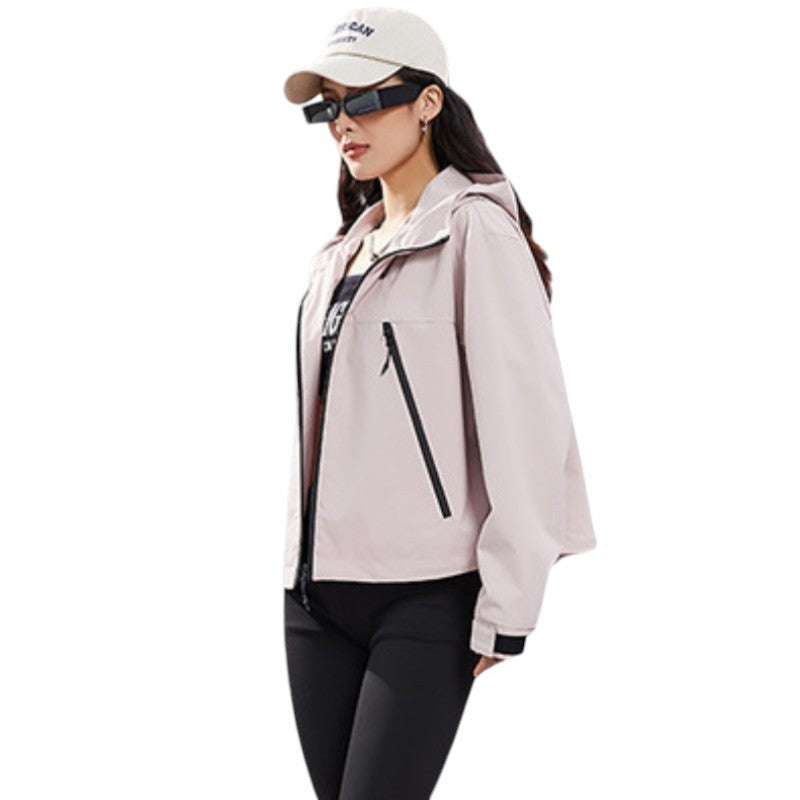 Veste coupe-vent de randonnée à capuche Cropped