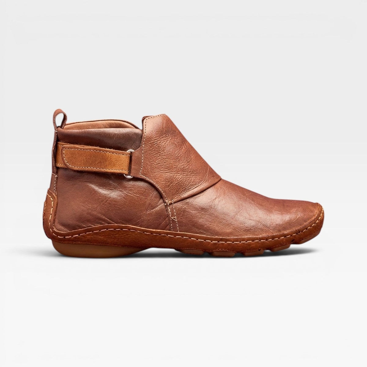 Flat Ankle Boots Slip On Strap Detail