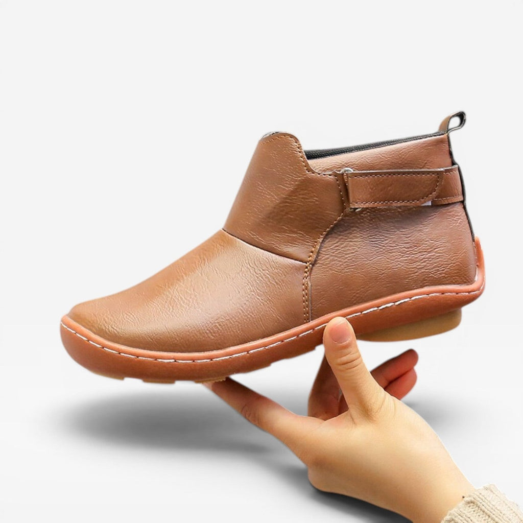 Flat Ankle Boots Slip On Strap Detail
