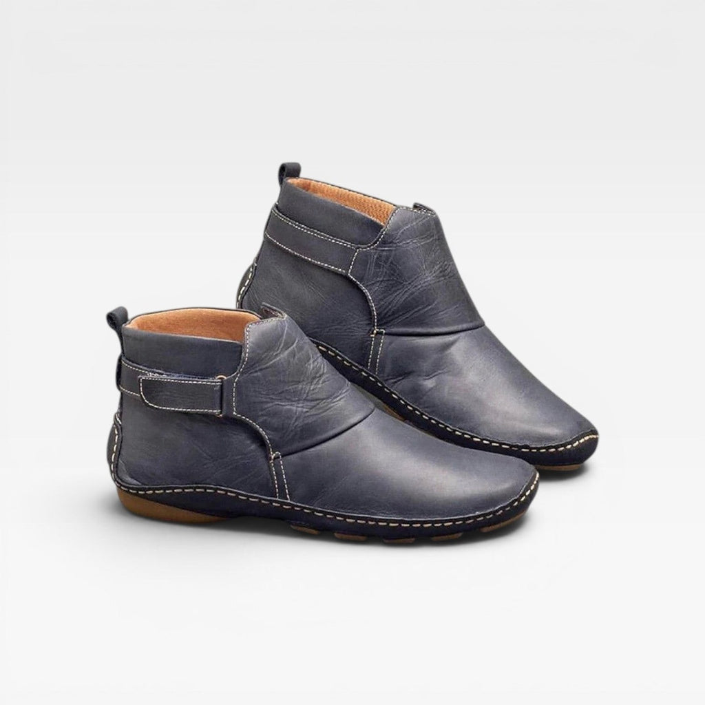 Flat Ankle Boots Slip On Strap Detail