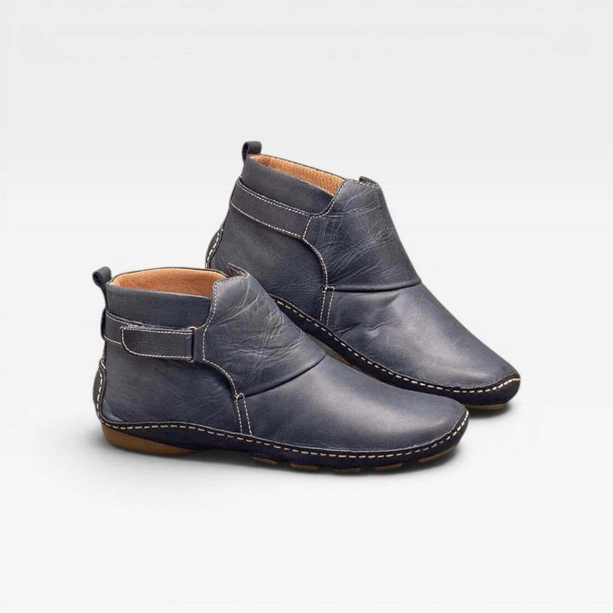 Flat Ankle Boots Slip On Strap Detail