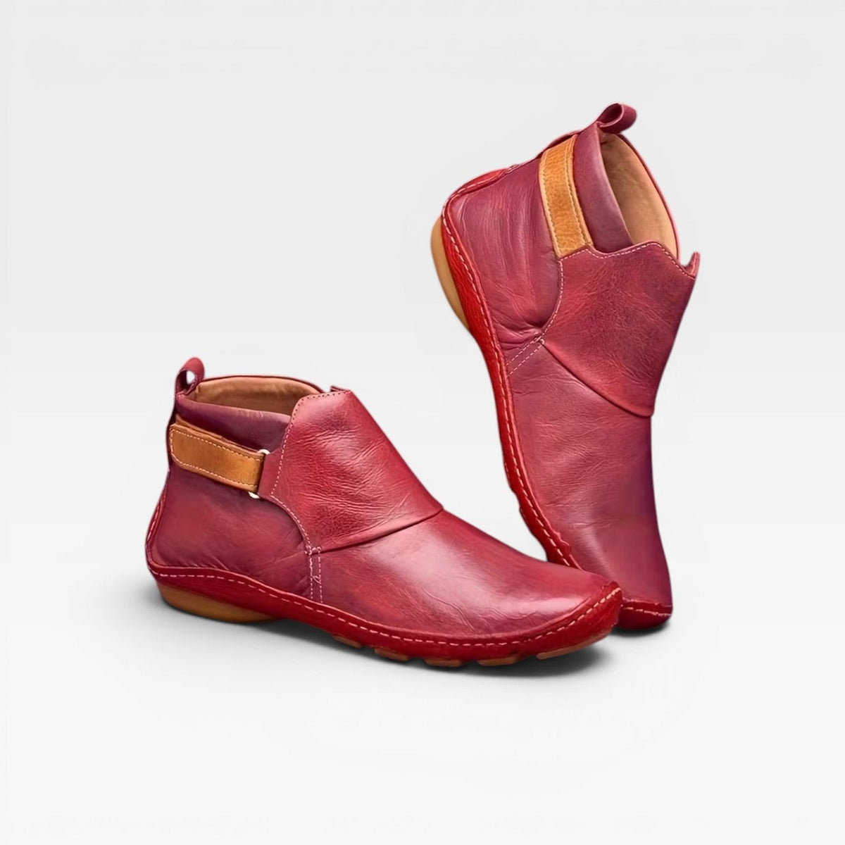 Flat Ankle Boots Slip On Strap Detail