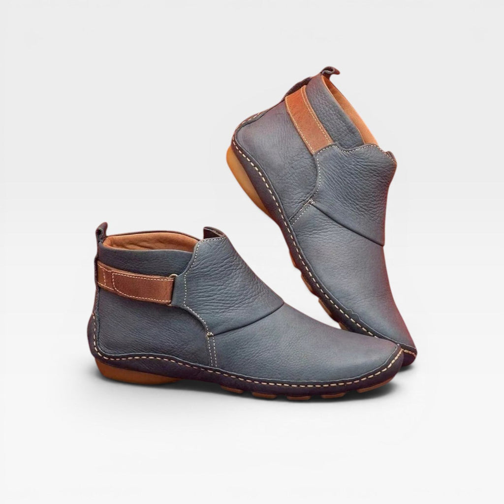 Flat Ankle Boots Slip On Strap Detail