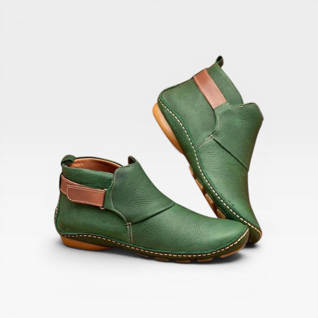 Flat Ankle Boots Slip On Strap Detail